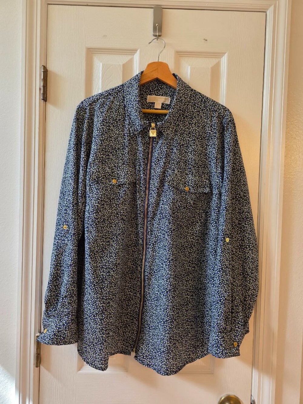 MICHAEL Michael Kors Womens Paisley Floral Print Zippered Blouse Size 2X